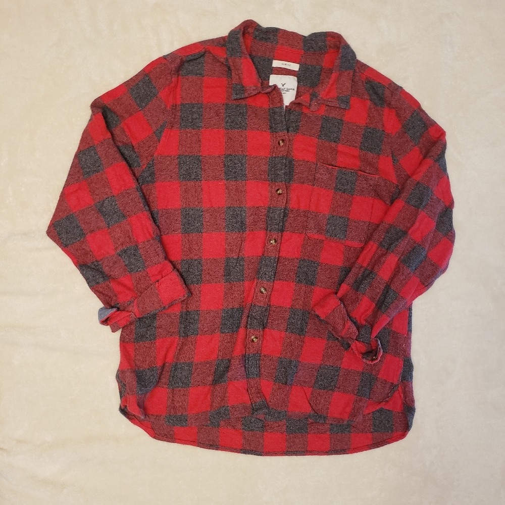 American Eagle Red Plaid Flannel
